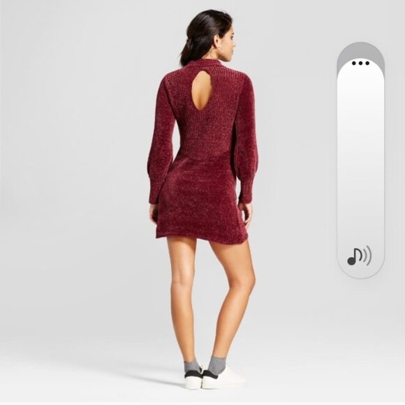 Xhilaration Burgundy Chenille type Sweater Dress Size S – Soft Knit, Used 2× - Picture 2 of 6